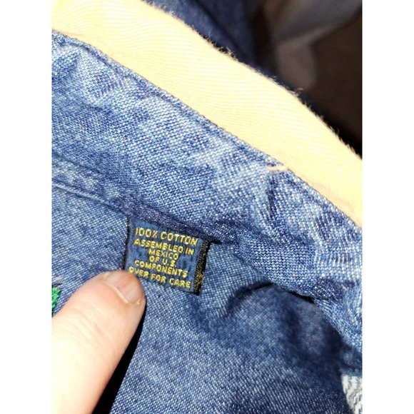 Vintage Tango by Max Raab XL Blue White Striped Denim Casual Button Down Shirt - Picture 6 of 6